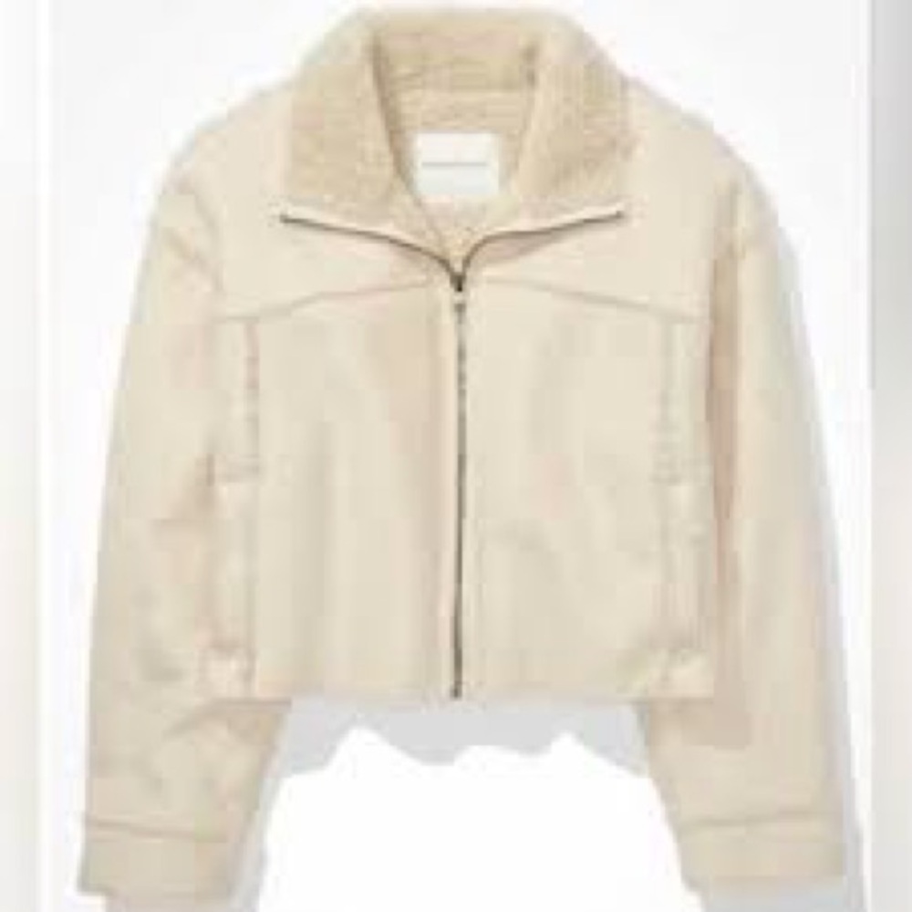 American Eagle Faux Fur Cropped Jacket